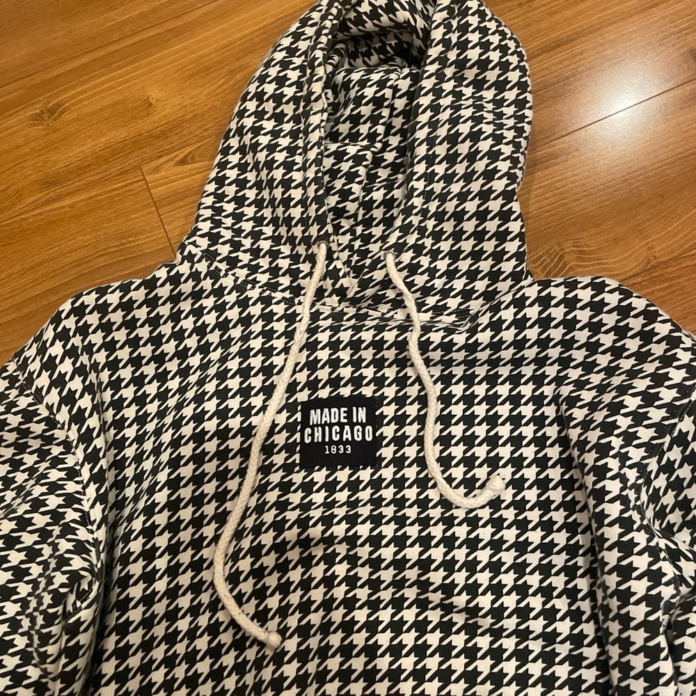 Black and White Houndstooth Hoodie Sweater
